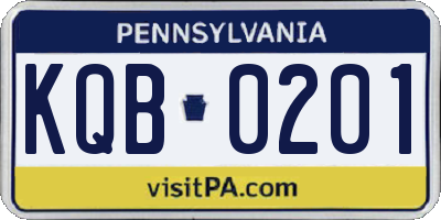 PA license plate KQB0201