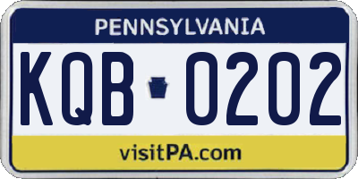 PA license plate KQB0202
