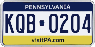 PA license plate KQB0204