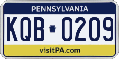 PA license plate KQB0209
