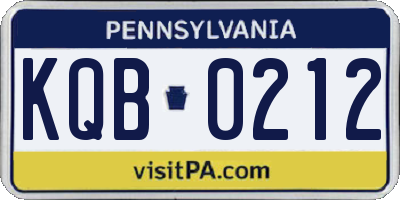 PA license plate KQB0212
