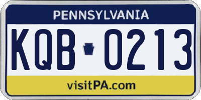 PA license plate KQB0213