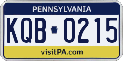 PA license plate KQB0215
