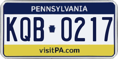 PA license plate KQB0217