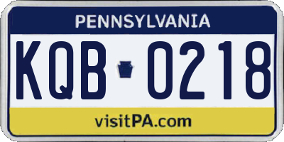PA license plate KQB0218