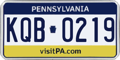 PA license plate KQB0219