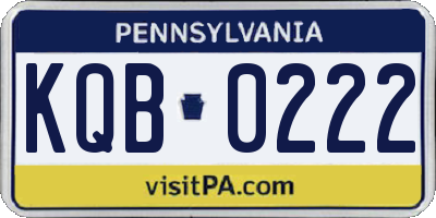 PA license plate KQB0222