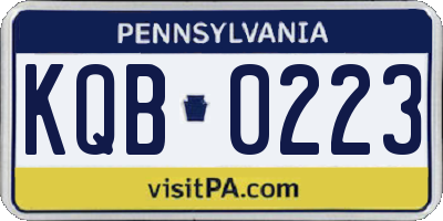 PA license plate KQB0223