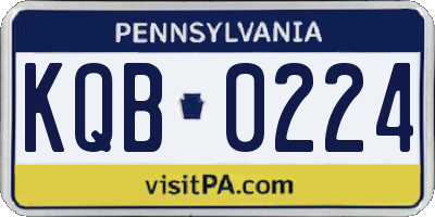 PA license plate KQB0224