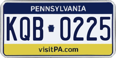 PA license plate KQB0225