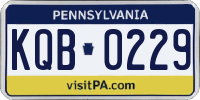 PA license plate KQB0229
