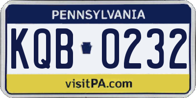 PA license plate KQB0232