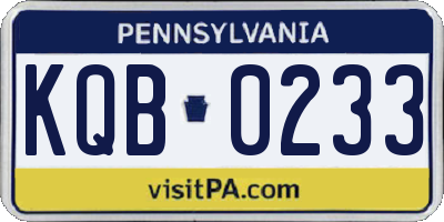 PA license plate KQB0233