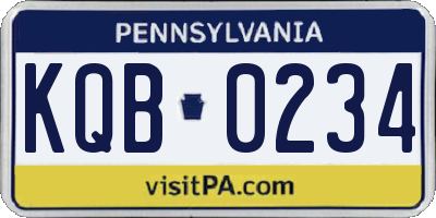 PA license plate KQB0234