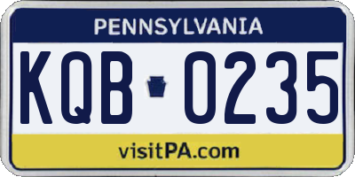 PA license plate KQB0235