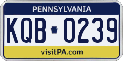 PA license plate KQB0239
