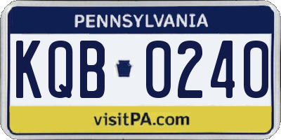PA license plate KQB0240