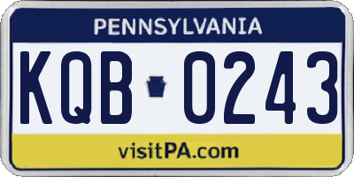 PA license plate KQB0243
