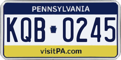 PA license plate KQB0245