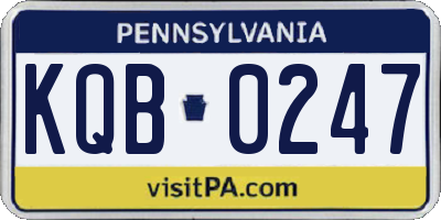 PA license plate KQB0247