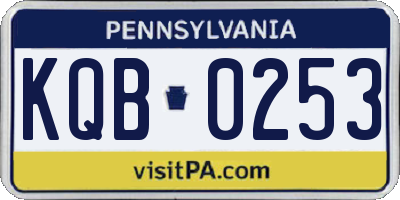 PA license plate KQB0253