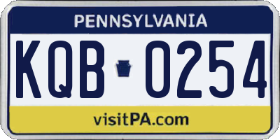 PA license plate KQB0254