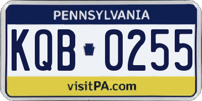 PA license plate KQB0255