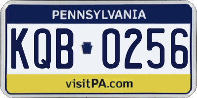 PA license plate KQB0256