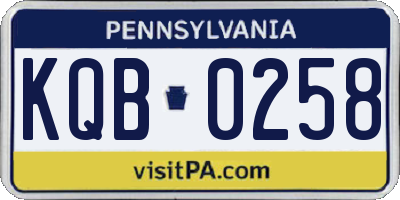 PA license plate KQB0258