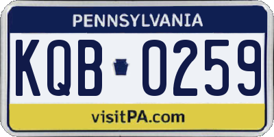 PA license plate KQB0259