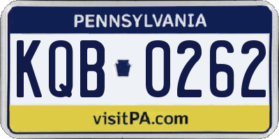 PA license plate KQB0262