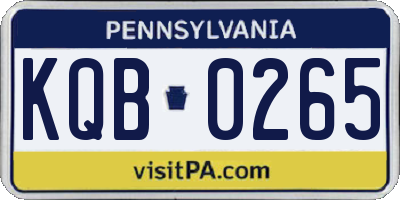 PA license plate KQB0265