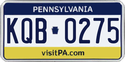 PA license plate KQB0275