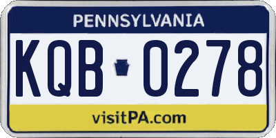 PA license plate KQB0278
