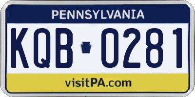 PA license plate KQB0281