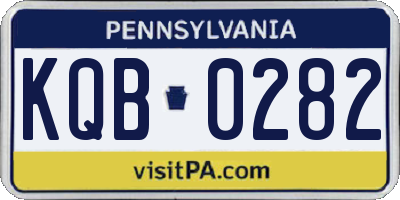 PA license plate KQB0282