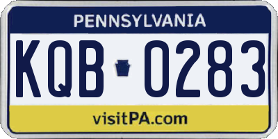 PA license plate KQB0283