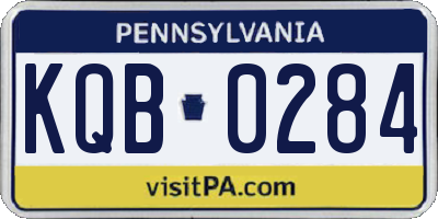 PA license plate KQB0284