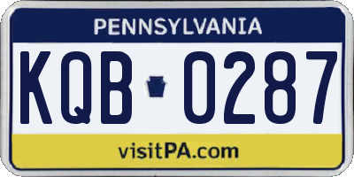 PA license plate KQB0287