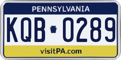 PA license plate KQB0289