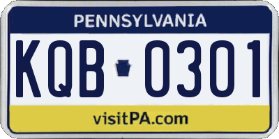 PA license plate KQB0301