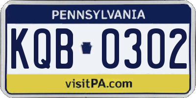 PA license plate KQB0302