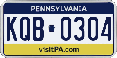 PA license plate KQB0304