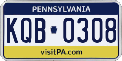 PA license plate KQB0308