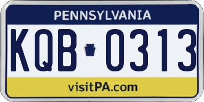 PA license plate KQB0313