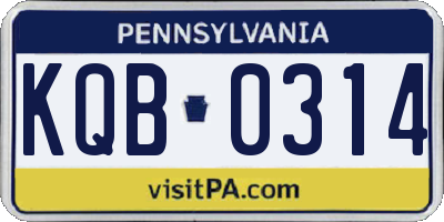PA license plate KQB0314
