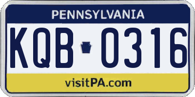 PA license plate KQB0316