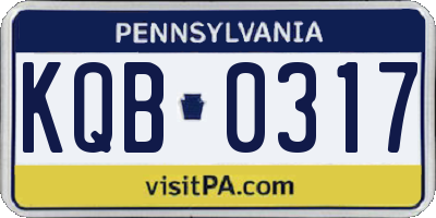 PA license plate KQB0317