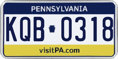 PA license plate KQB0318