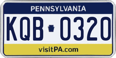 PA license plate KQB0320